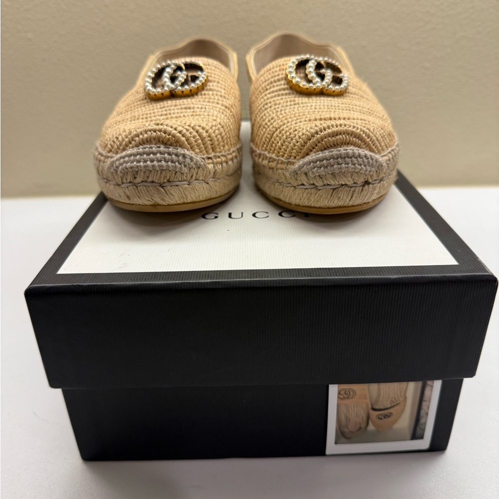 Gucci Tan Espadrilles with Iconic Logo